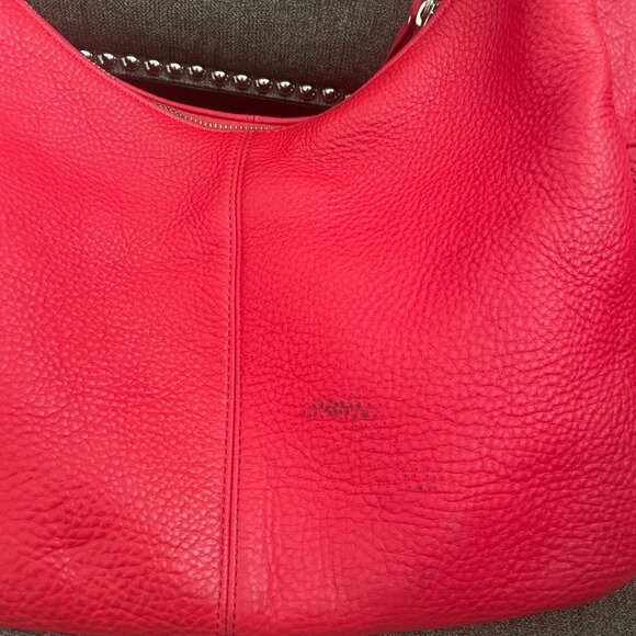 Isaac Mizrahi Pebbles Leather Red Shoulder Purse Bag - Picture 7 of 14